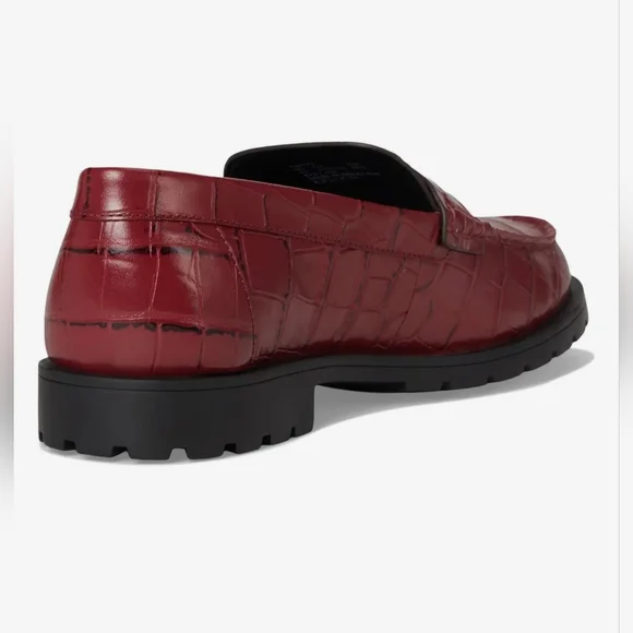 Coach NWB Joselyn Embossed Croc Loafers Dark Ruby Size 7B - Picture 5 of 16